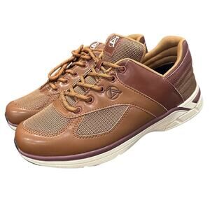 Zeba Men’s Size 11 Brown Leather Mesh Comfort Sneakers Slip-On Style Shoes